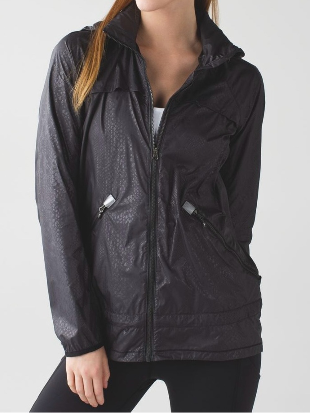 Lululemon Miss Misty Jacket II Size 6 Windbreaker Desert Snake Embossed Black